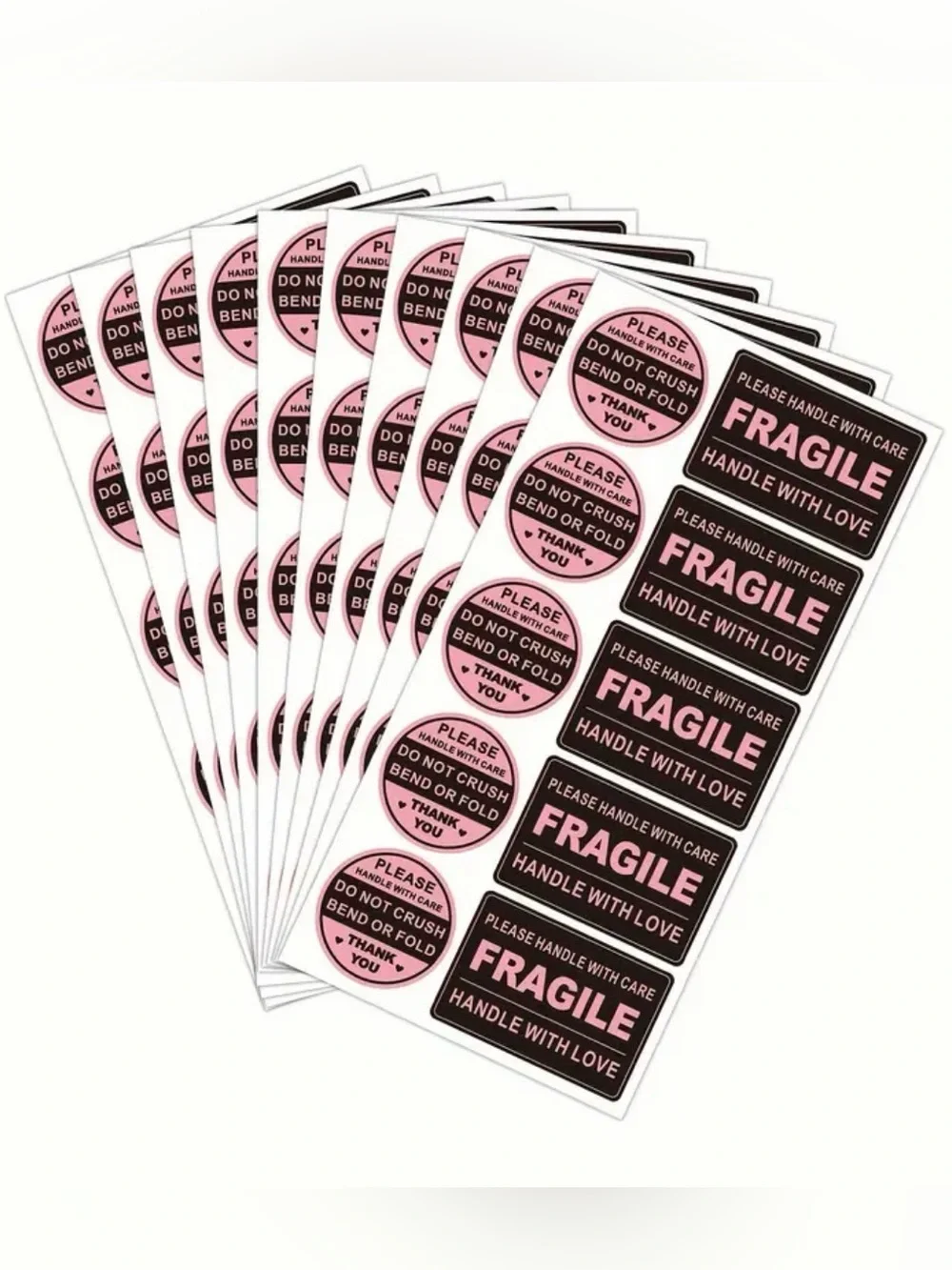 100pcs Fragile Handle With Love Pink Shipping Labels